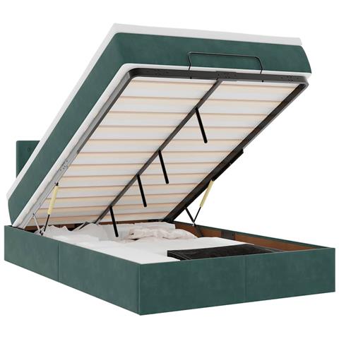 Struttura Letto Pouf con Materasso 120x200 cm Velluto - Foto 1