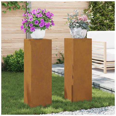 Portavasi da Esterno Pilastro 2 pcs 24x24x75 cm Acciaio Inossidabile - Foto 2