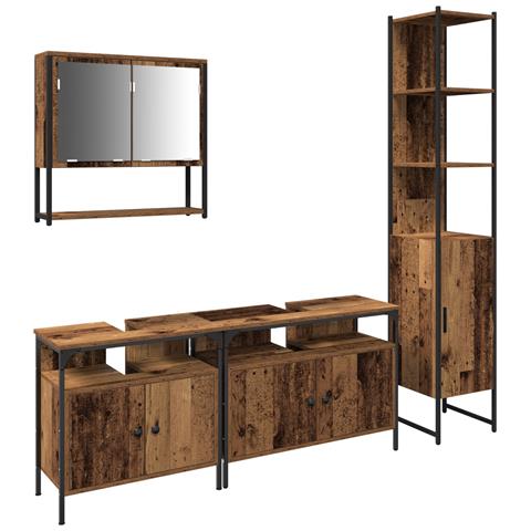 Mobile da Lavabo con Lavabo Integrato - Finitura in Legno Invecchiato - Foto 1