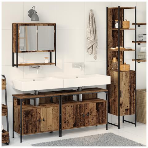 Mobile da Lavabo con Lavabo Integrato - Finitura in Legno Invecchiato - Foto 2