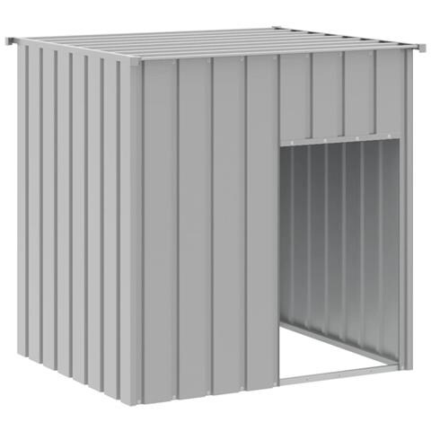 Casetta Cani Tetto Grigio Chiaro 110x103x109 cm Acciaio Zincato - Foto 1