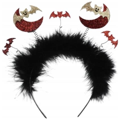 Cerchietto Per Capelli Di Halloween Con Pipistrelli Glitterati E Piume - Foto 1