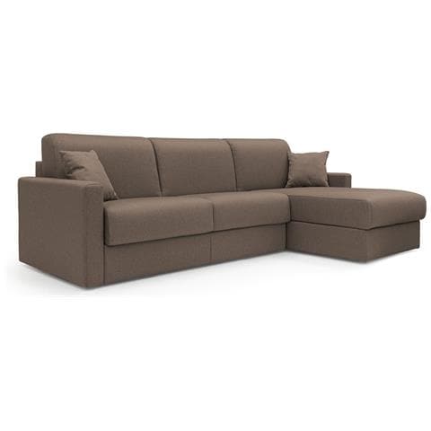 Chris Divano Letto Angolare Con Penisola In Simil Cotone T13 Marrone - Foto 1