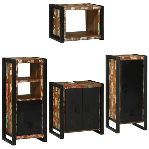Set di mobili per il bagno 4 pcs Legno massello riciclato - Foto 1