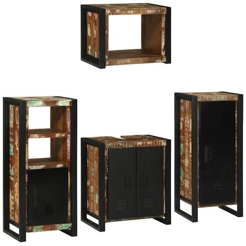 Set di mobili per il bagno 4 pcs Legno massello riciclato - Foto 2
