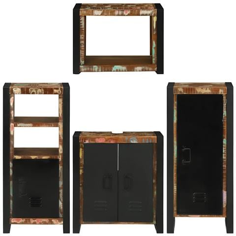 Set di mobili per il bagno 4 pcs Legno massello riciclato - Foto 9