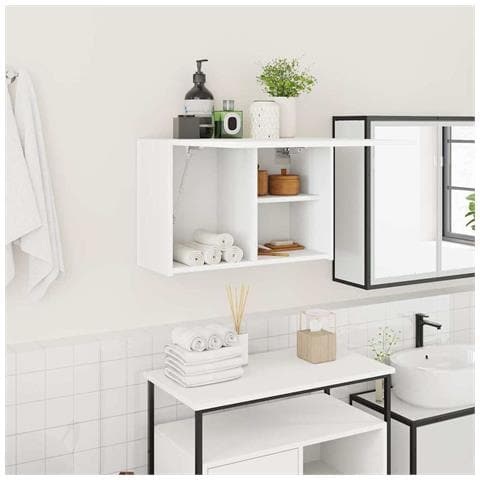 Mobile da Bagno a Parete Bianco 60x25x40cm in Legno Multistrato - Foto 2