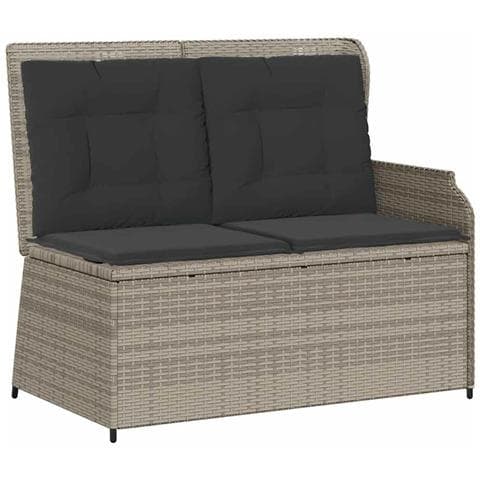 Panca Reclinabile Giardino con Cuscini Grigio Chiaro Polyrattan - Foto 1