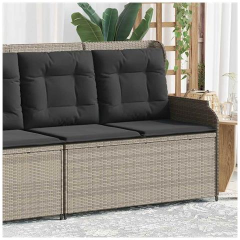 Panca Reclinabile Giardino con Cuscini Grigio Chiaro Polyrattan - Foto 2