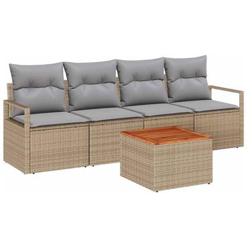 Set Divano da Giardino 5 pcs beige e grigio chiaro - Foto 1