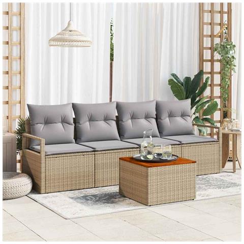 Set Divano da Giardino 5 pcs beige e grigio chiaro - Foto 2