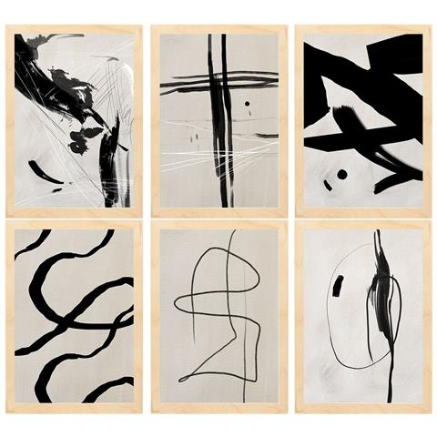 Set Di 6 Stampe Illustrazioni Artistiche Di Franz Kline Collezione Di Dipinti Decorativi Del Famoso Cornice Astratta In Legno Chiaro A3 Telaio In Legno Chiaro - Foto 1