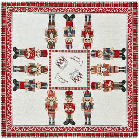 Tovaglia Centrotavola Centrino Tavolo Fantasie Natalizie Cinigliato Piazzato Made Italy 90x90 Schiaccianoci - Foto 1