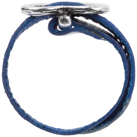 Anello In Argento 925 Placcato Zamak Cuore In Pelle Blu - Foto 4