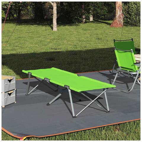 Letto da campeggio pieghevole Verde scuro 62 x 194 x 42 cm - Foto 2