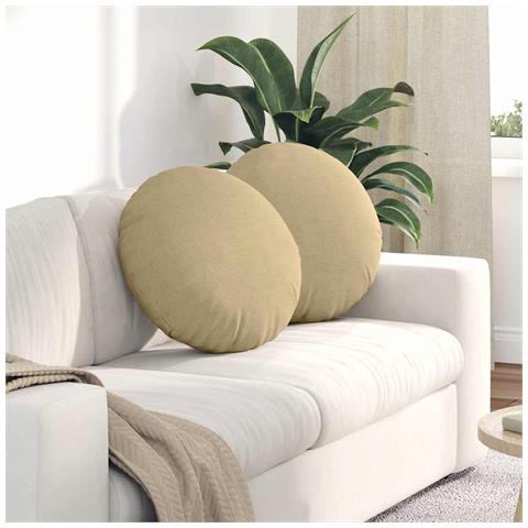 Cuscini per Seduta 2 pcs Grigio Verde Ø 50 cm Tessuto in Cords - Foto 2