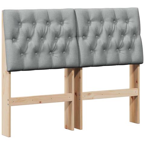 Testiera imbottita Grigio chiaro 120 cm Pino massello - Foto 1