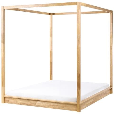 Letto A Baldacchino Legno Herliere 160 X 200 Cm Marrone Chiaro - Foto 2