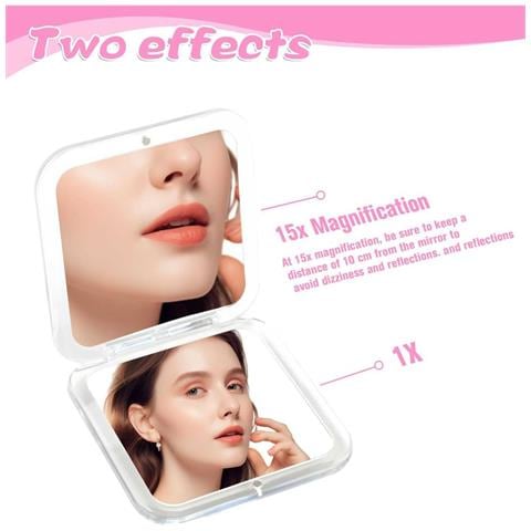 Specchio Per Trucco Nero Con Ingrandimento 10x - Compatto E Pieghevole Da Borsetta - Foto 5