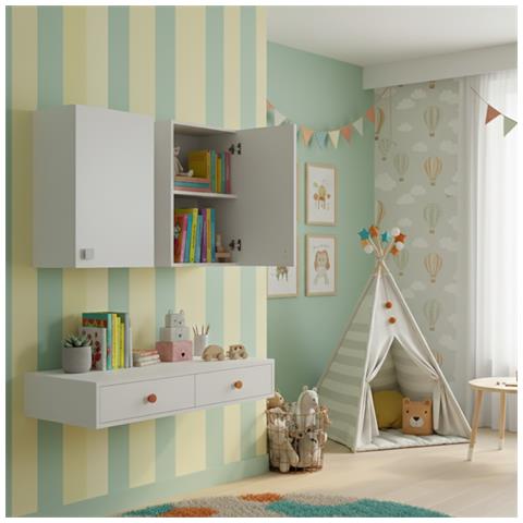 Pensile 1 Anta Bianco Frassinato 40×69×33 Cm | Mobile Sospeso Salvaspazio Con Ripiano Regolabile | Già Assemblato Per Bagno, Cucina, Lavanderia E Ingresso - Foto 5