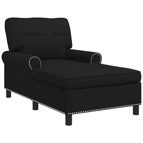 Chaise Lounge con cuscino Nero 91 x 157 x 91 cm Tessuto - Foto 1