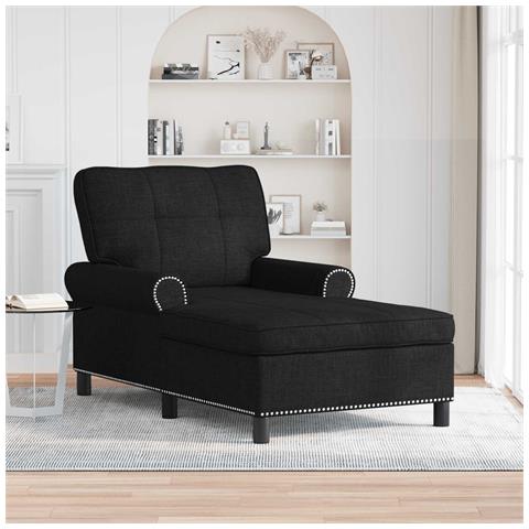 Chaise Lounge con cuscino Nero 91 x 157 x 91 cm Tessuto - Foto 2