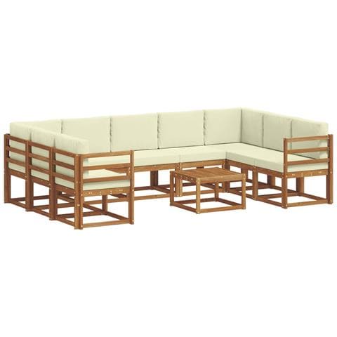 Set di divani da esterno con cuscino 10 pcs Naturale e Crema - Foto 1