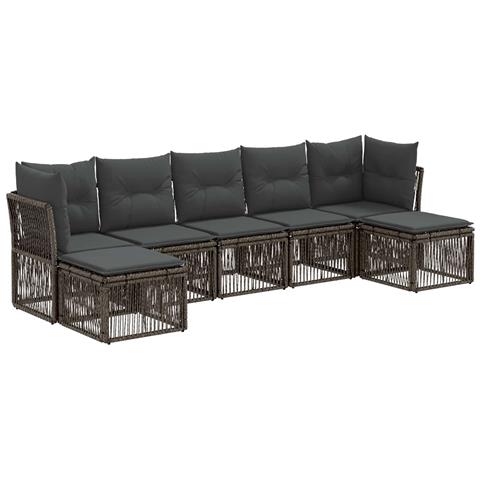 Set Divano da Giardino 7 pcs Grigio polyrattan - Foto 1