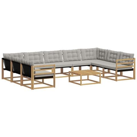 Set di divani da esterno 10 pcs Bianco e Grigio Chiaro - Foto 1