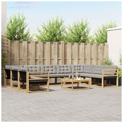 Set di divani da esterno 10 pcs Bianco e Grigio Chiaro - Foto 2