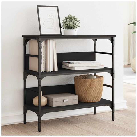 Tavolino Consolle Nero 75x32x75 cm in Legno Multistrato - Foto 2