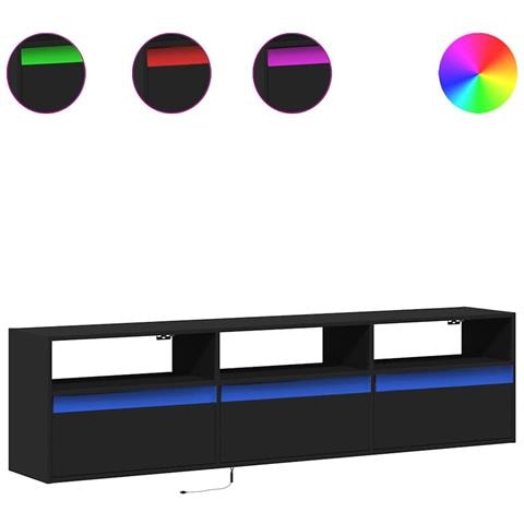 Mobile TV a parete con LED Nero 180x31x45 cm - Foto 1