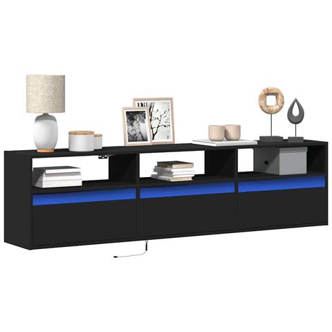Mobile TV a parete con LED Nero 180x31x45 cm - Foto 2