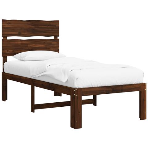 Letto Singolo con Testiera ROSTOCK Marrone Scuro 90 x 190 cm - Foto 1
