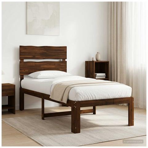 Letto Singolo con Testiera ROSTOCK Marrone Scuro 90 x 190 cm - Foto 2