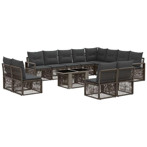 Set Divano da Giardino 13 pz Grigio e Grigio Scuro polyrattan - Foto 1