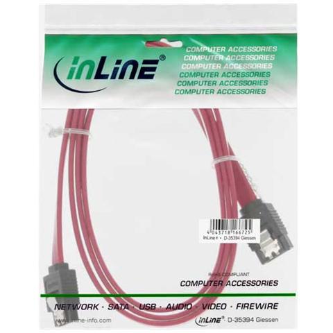 cavo sata 7pin l-form a sata 7pin l-form, max 6gbs, piatto, chiusura a scatto, rosso, 1m - Foto 2