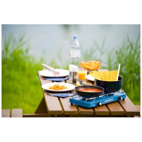 Base Camp Fornello a Gas 2 Fuochi con Coperchio Blu - Foto 6