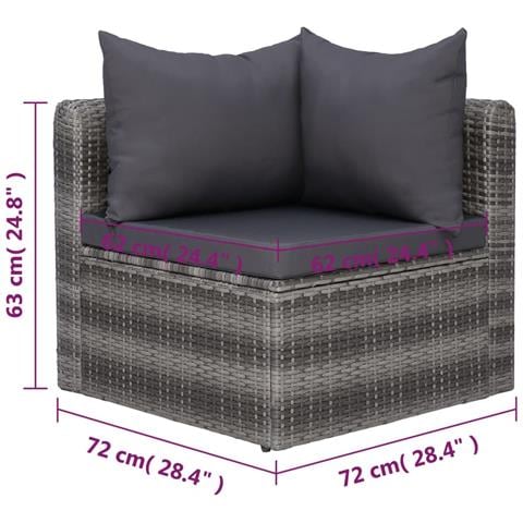 Set Divani Da Giardino 7 Pz Con Cuscini In Polyrattan Grigio - Foto 10