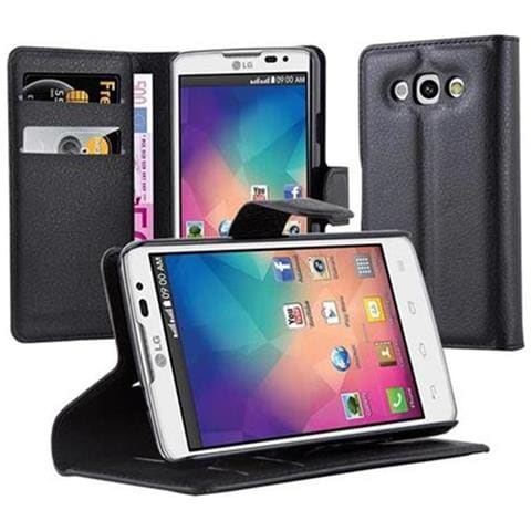 Custodia Compatibile Con Lg L60 In Nero Carbone - Coperchio Protettiva Con Chiusura Magnetica, Funzione Stand E Tasca Per Le Carte - Foto 1