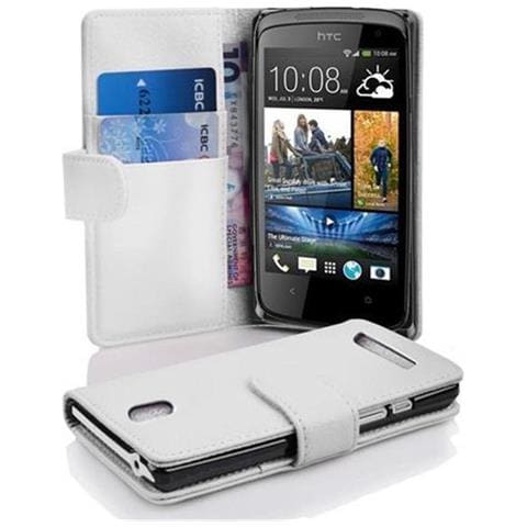 Cadorabo Custodia Compatibile Con Htc Desire 500 In Magnesio Bianco - Coperchio Protettivo In Ecopelle Testurizzata E Tasca Per Carte Di Credito - Foto 1