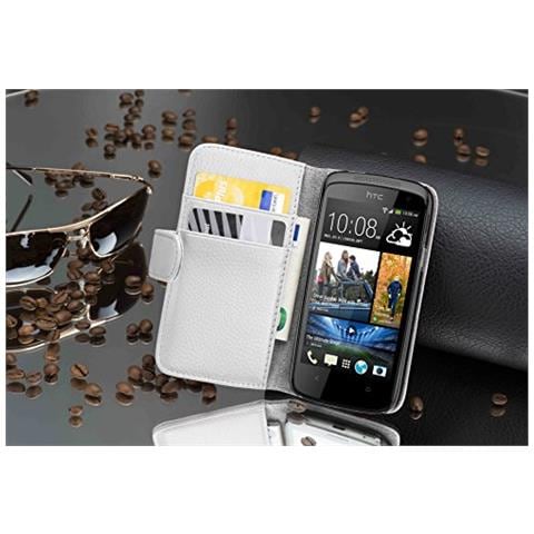Cadorabo Custodia Compatibile Con Htc Desire 500 In Magnesio Bianco - Coperchio Protettivo In Ecopelle Testurizzata E Tasca Per Carte Di Credito - Foto 4