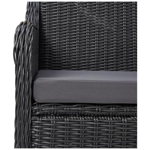 Set Bistrot Da Giardino 3 Pz Con Cuscini In Polyrattan Nero - Foto 2