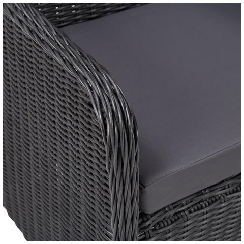 Set Bistrot Da Giardino 3 Pz Con Cuscini In Polyrattan Nero - Foto 10