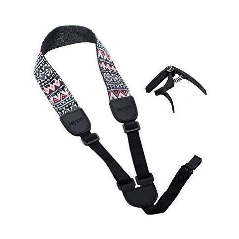 Ukulele Strap Zinc Ukulele Capo Regolabile Morbido Cotone Collo Sling Per Ukulele Stile Libero Loop-button Cross-torace Nessun Foro Di Perforazione. - Foto 1