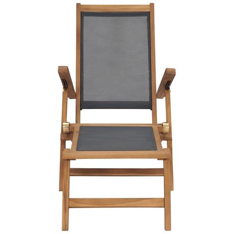 Sedia a Sdraio con Poggiapiedi in Legno Massello di Teak Nera - Foto 9