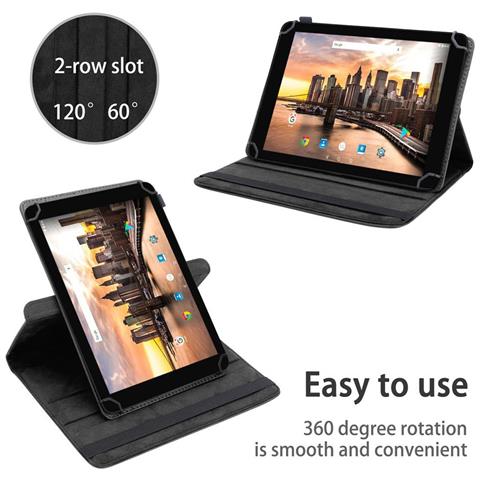 Custodia Per Tablet Compatibile Con Odys Maven X10 In Nero - Coperchio Protettivo A 360 Gradi Fatto Di Finta Pelle Con Funzione Di Stand E Banda Elastica - Foto 2