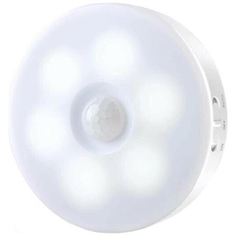Faretto 6 Led Con Sensore Di Movimento Ricaricabile Usb Lampada 6w Luce Bianca - Foto 2