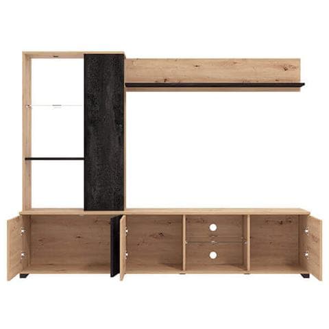 Parete Attrezzata Soggiorno Quattro Ante Moderna Minimal In Legno Di Design Moderno Industrial Cm 202 X 40 X 155,5 H - Foto 4