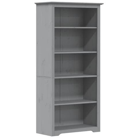 Libreria BODO 5 Ripiani 82x40x173 cm Legno Massello Pino Grigia - Foto 1